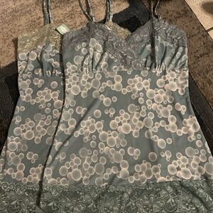 Elegant Lace Trim blue spaghetti strap